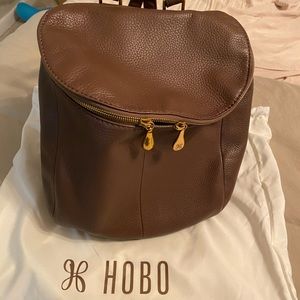 Brown leather backpack purse